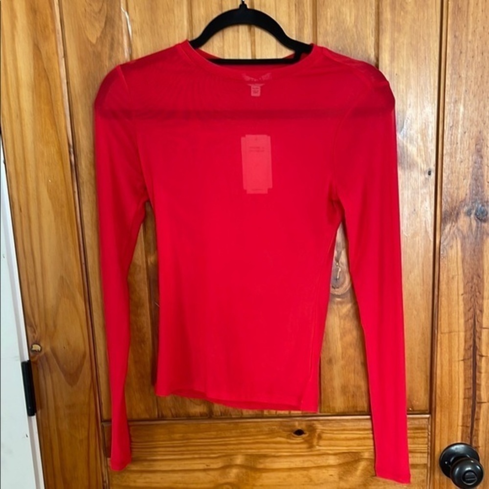 AFRM Nordstrom Red Sheer Mesh Top XS Sheer Whimsigoth Romantic NWT